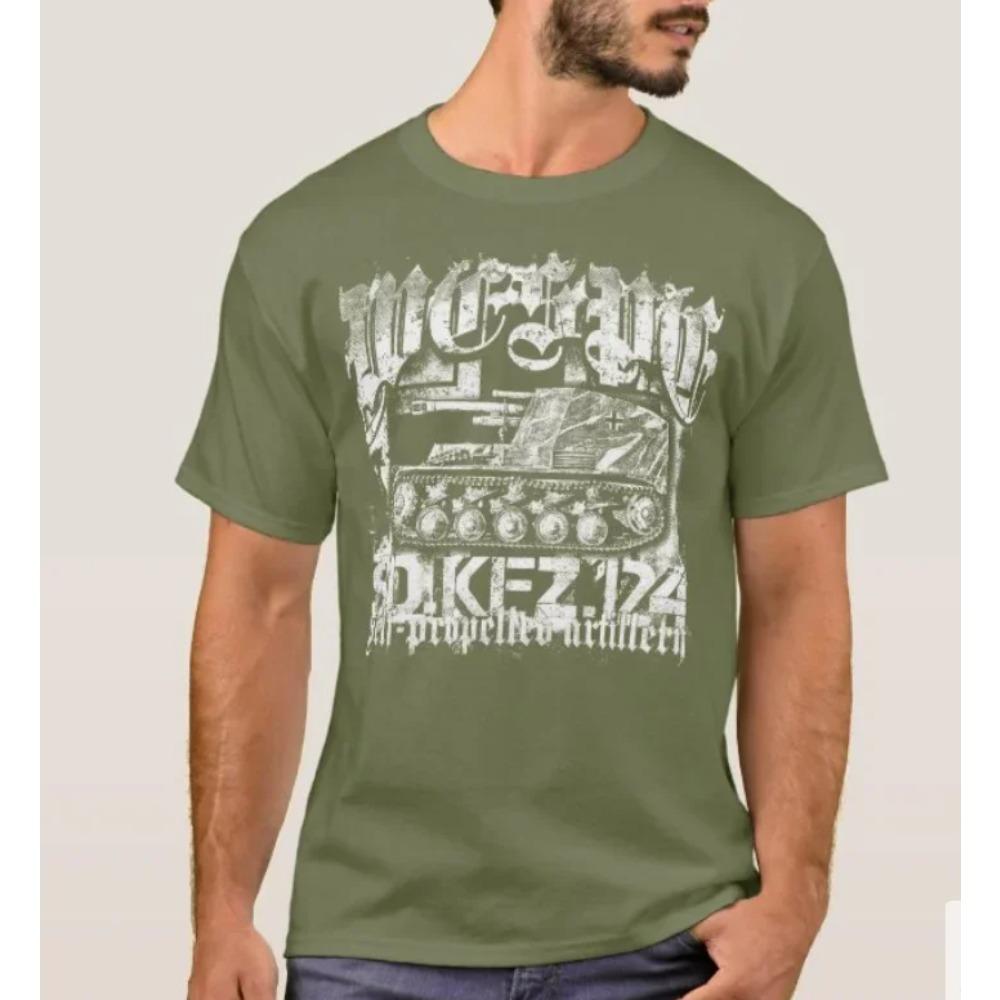 Танк Сд. Кфз. Футболка 124 Wespe Self-propelled Artillery, 100% хлопок, с круглым вырезом, летняя, повседневная мужская футболка с коротким рукавом