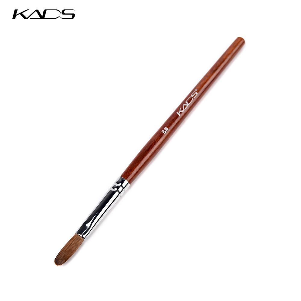 kads 8 # акриловая кисть для ногтей Kolinsky Sable, полигель для ногтей, кисть для наращивания ногтей, круглая плоская головка, красная деревянная ручка, кисти для геля для дизайна ногтей, инструмент