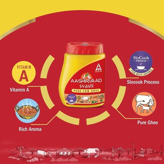 Aashirvaad Svasti Pure Cow Ghee - Гхи Дези с насыщенным ароматом - 1л