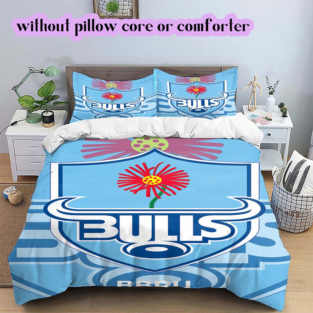 Rugby Club The Bulls Pattern Bedding,Quilt Set Quilt Cover Pillowcase Home Birthday Gift (1*duvet cover+2*pillowcase,without core)