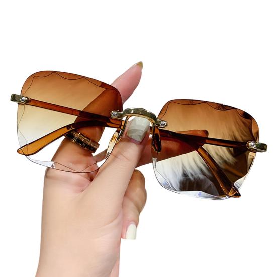 Женские солнцезащитные очки для защиты глаз, градиентные цветные солнцезащитные очки без оправы, анти-УФ-декоративные солнцезащитные очки для отдыха на открытом воздухе, пляжные аксессуары для глаз