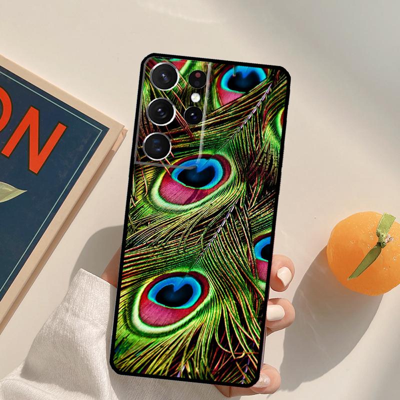 Peacock Feathers Phone Case For Samsung Galaxy S25 S26 Ultra S20 S21 S22 S23 S24 Plus S10 S25 FE Back Cover