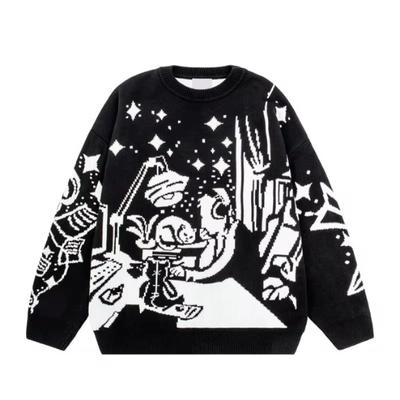 Y2K Hip Hop Street Harajuku Зимняя толстовка с капюшоном Свободный ретро готический свитер Топ