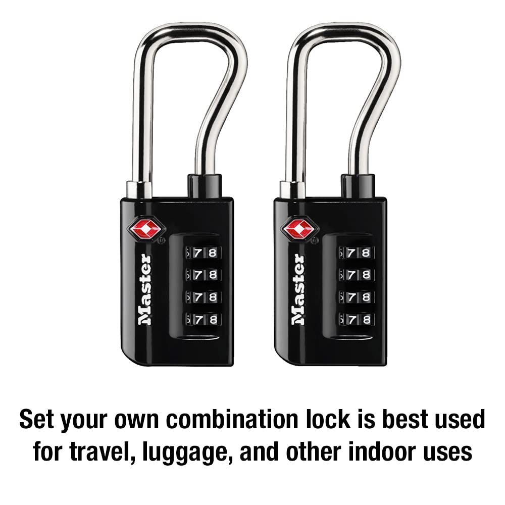 Master Lock Черные Уникальные Комбинационные TSA Одобренные Дорожные Навесные Замки для Багажа и 4696T Комплект, Замки, Чемоданы, Рюкзаки, Сумки, 2 шт.,