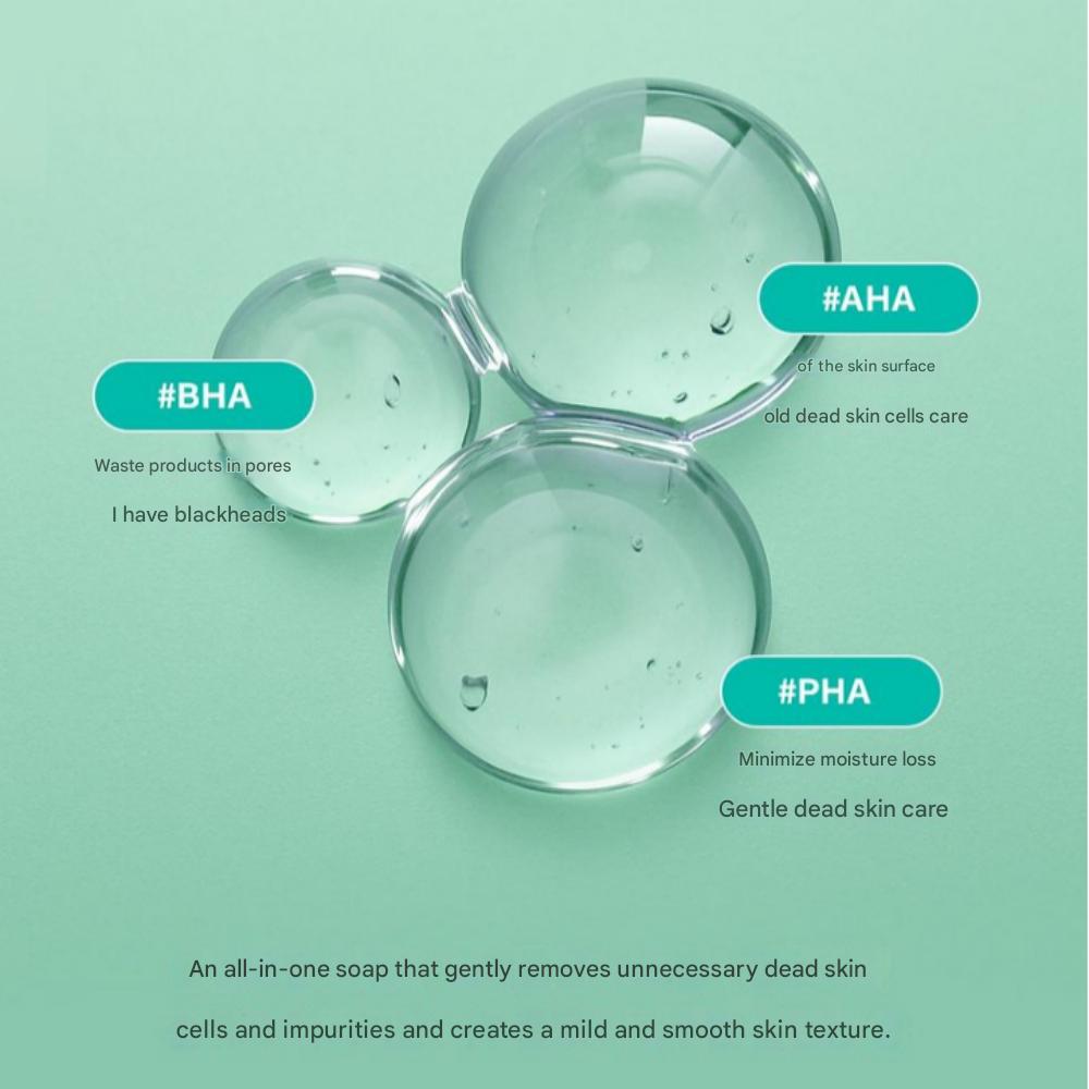 3ha Очищающее средство «Всё в одном»: Эксфолиация, Лицо и Тело, и Удаление Отходов Всё в Одном! 2(Два) Мыло с низкой раздражаемостью