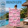 Custom Name Pink-Panther Heart In Space Adventure Microfiber Beach Towel, Lightweight for Summer Travel, Swimming Pool Fan Gift