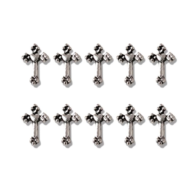 10 шт. - Серия 'Кресты' 3D Шармы для Дизайна Ногтей, Металлические Punk-Chrome Hearts Камни-Украшения для Ногтей Наклейки для Украшения Ногтей на Руках и Ногах