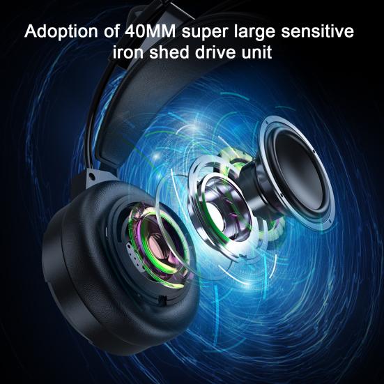 Наушники с активным шумоподавлением, иммерсивным 3D-звуком HiFi и RGB-подсветкой, проводные игровые гарнитуры