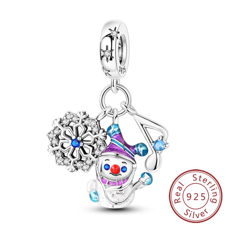 Оригинальные медные шармы-бусины Зимняя снежинка Снеговик Иглу Пингвин Подвеска Подходит для браслетов-шармов Женские украшения Подарок