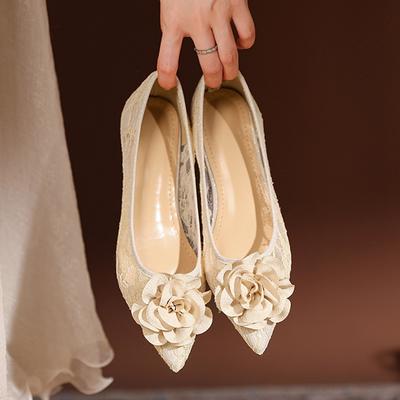 Модные кружевные тканевые балетки с цветочным принтом, женские мокасины с острым носком, дышащие, новые дизайнерские балетки с цветочным рисунком, женские лоферы, большой размер 44 45