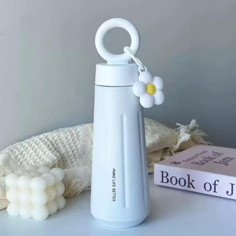 450ml Petal Water Cup Portable Handle Stainless Steel Insulated Bottle Outdoor Sports Car Cups for Women