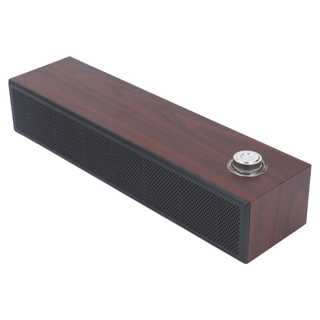 Wooden Computer Speakers Desktop Soundbar HiFi Stereo Sound AUX in Wired USB Powered Soundbar for PC Laptop Tablets