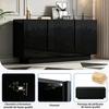Buffet salon noir brillant 160 x 35 x 60 cm 3 portes 6 compartiments, étagères ajustables grand rangement commode moderne chic déco!