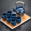 Japanese Set, Glazed Set In Gift Box With 1 Teapot, 1 Tea Strainer, 1 Tea Tray and 6 Cups. Ideal Set for