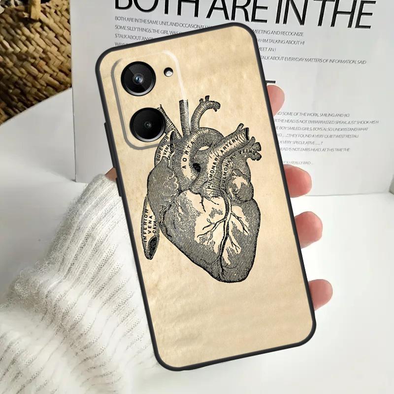 Anatomical Heart Anatomy Case For Realme C67 C55 C53 C51 C35 C33 C31 C30 C25s C21Y GT Neo 5 GT5 9 10 11 12 Pro Plus