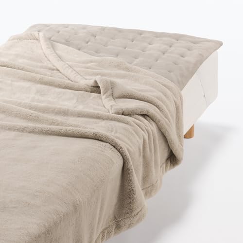 MUJI Теплый матрасный чехол из переработанного полиэстера, плотный, односпальный, 100 x 200 см, светло-бежевый, 76005629