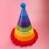 20pcs Fuzzy ball birthday hat batch-Colorful children's birthday party decorations for kindergarten paper hats for children's first birthday
