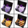 Barry.Wang Gift Ties for Men Silk Neck Tie Handkerchief Cufflinks Boutonniere Tie Clip with Gift Box