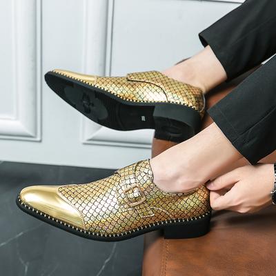 FashionItaly Классические остроносые туфли-броги из лакированной кожи для мужчин, золотые туфли на шнуровке для офиса, для вечеринок и свадьбы, оксфорды