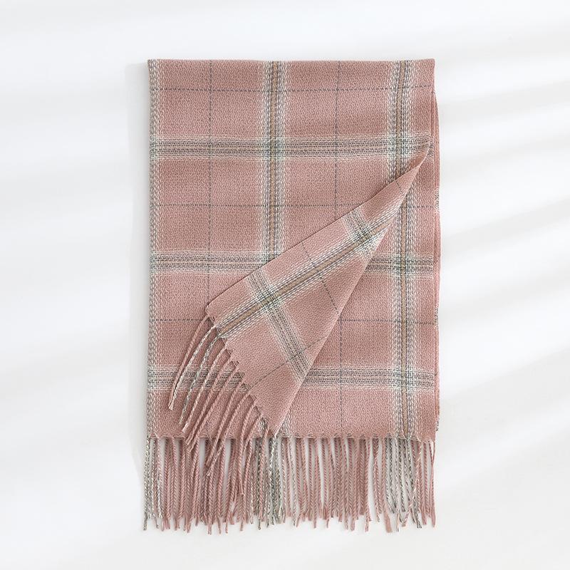 Корейская версия нового кашемирового двустороннего клетчатого шарфа, женский утолщенный и удлиненный теплый шарф-шаль двойного назначения