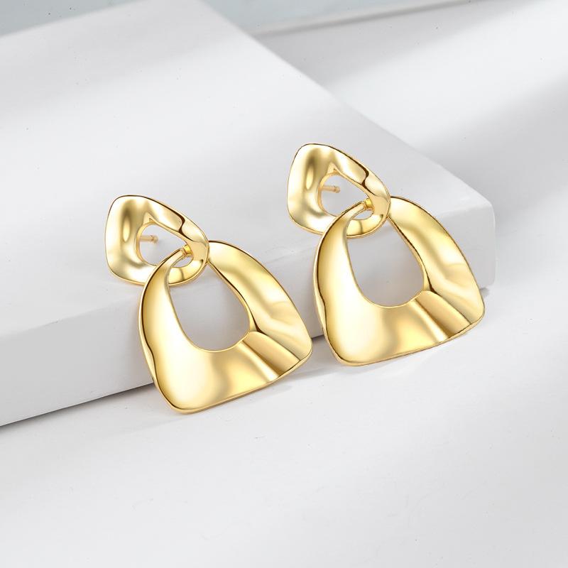 Модные металлические золотые серьги для женщин с модным темпераментом, индивидуальные серьги Ins