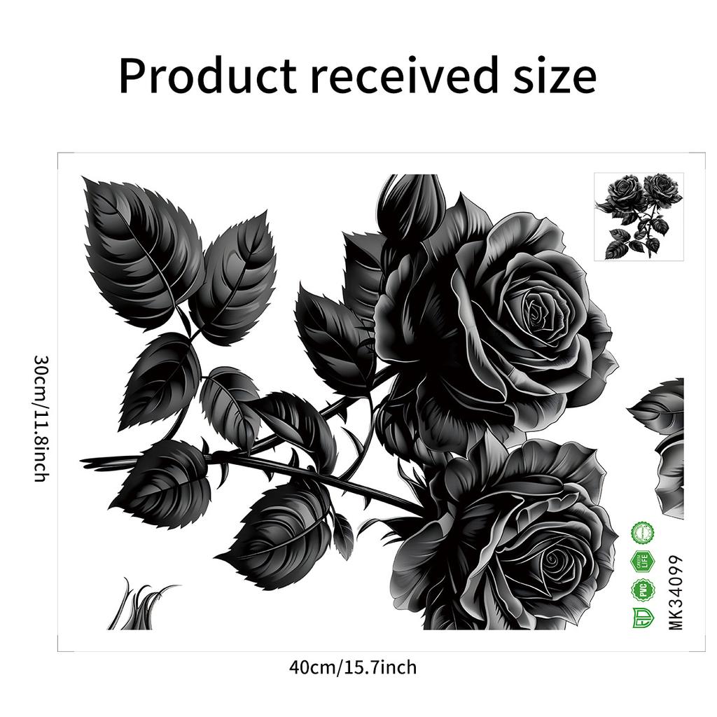 Creative Black Rose Wall Stickers Personalized Bedroom Living Room Home Decor Wall Decoration Peel and Stick