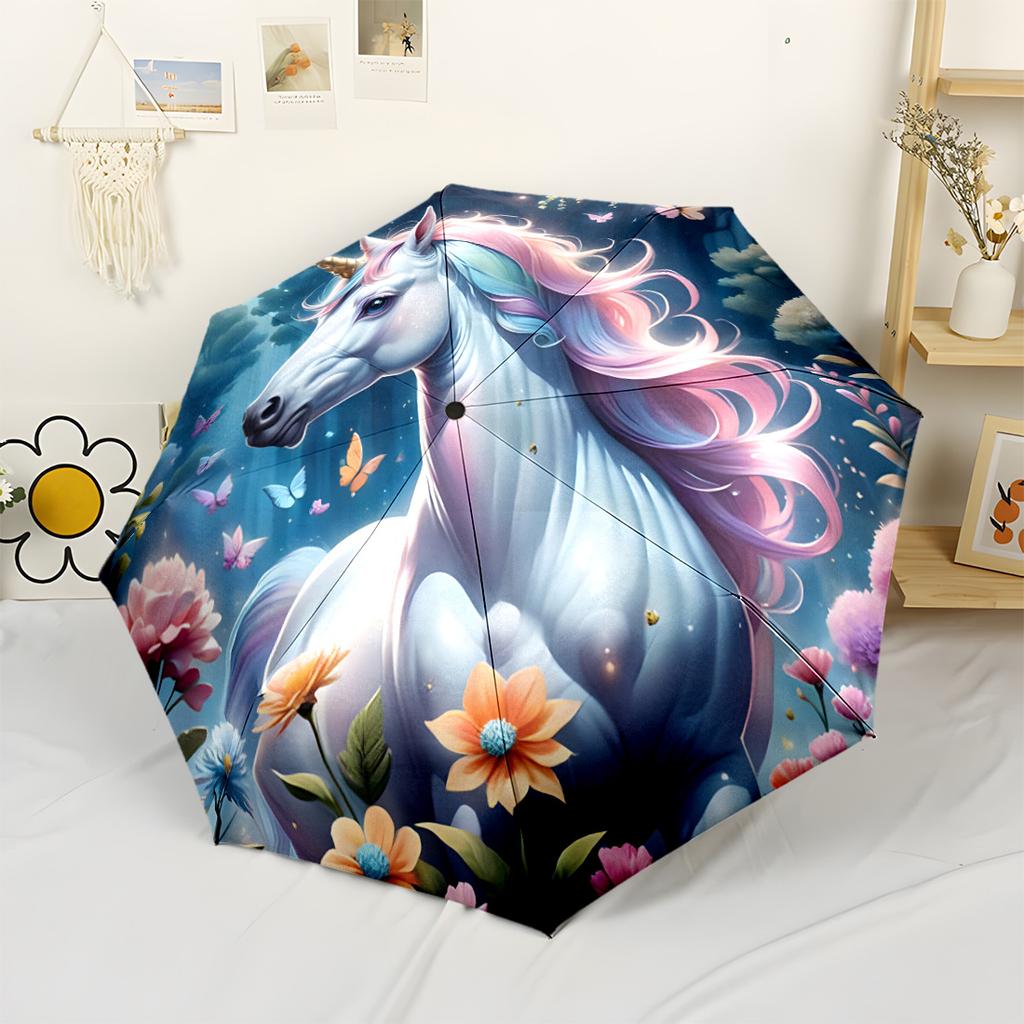 Unicorn Outdoor Automatic Umbrella Compact & Durable 8-Rib Design Lightweight for Women/Men Fashion Lovers Best for Christmas
