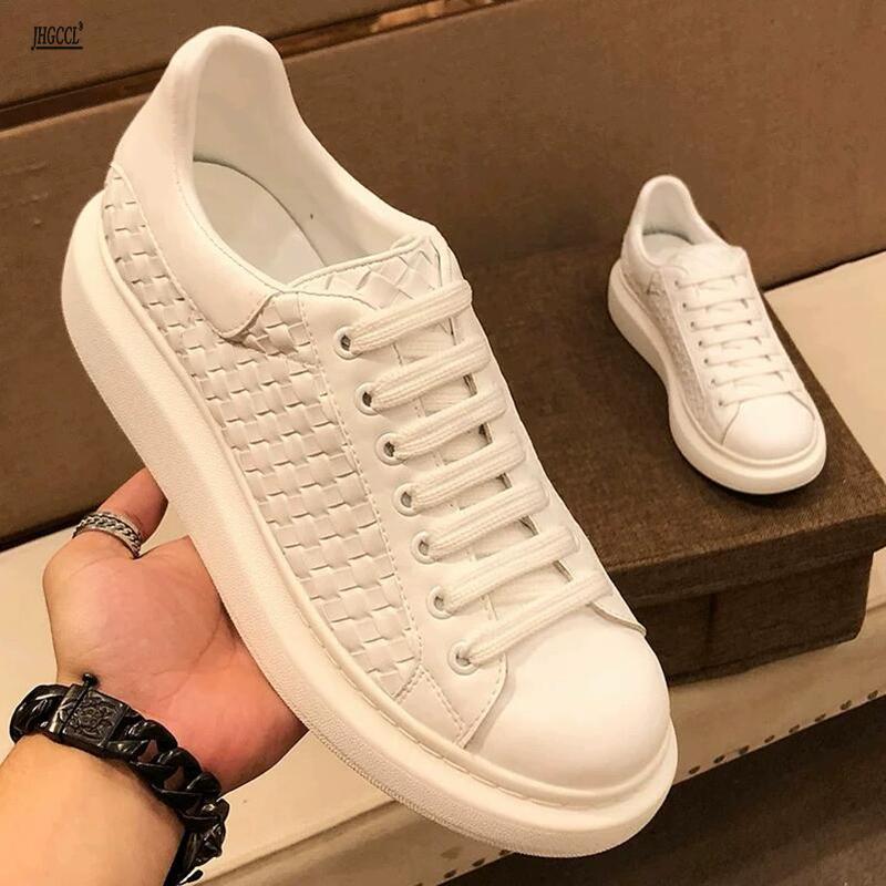 Новая летняя обувь мужская дышащая с принтом крокодила черная для бега повседневная спортивная обувь на доске натуральная коровья кожа мягкая подошва обувь A3