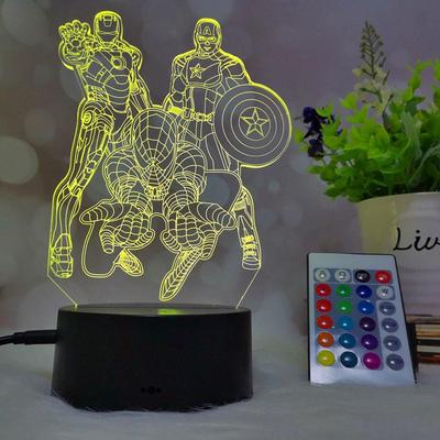 Marvel Капитан Америка 3D Ночник USB Сенсорный - Цветной DIY Подарочный Свет