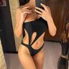 Сексуальный асимметричный цельный купальник на одно плечо с вырезами в полоску, женский купальник с подкладкой, купальный костюм, купальный костюм для леди