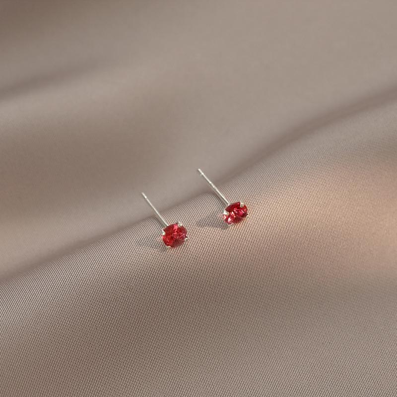 Серьги-пусеты из настоящего серебра 925 пробы с круглым цирконом для женщин, классические изящные украшения, минималистичные аксессуары для пирсинга ушей