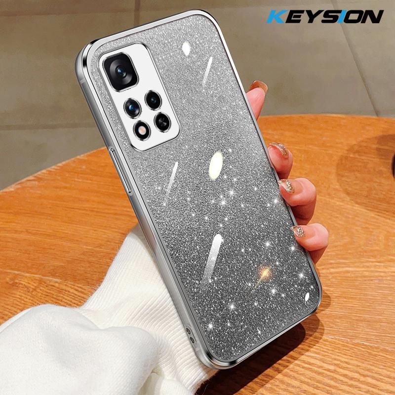 KEYSION Роскошный чехол-бампер с покрытием и блестками для Redmi Note 11 Pro 11S 5G 11 Pro+ 5G, прозрачный, из мягкого ТПУ, противоударный