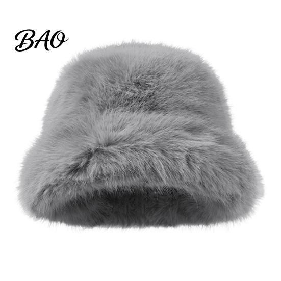 Warm Hat for Hiking Faux Fur Bucket Women, Fuzzy Fisherman Cap, Versatile Solid Color Soft Fluffy Plush Winter Cold Weather Ear Protection Cozy