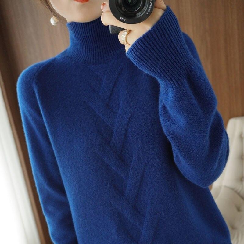 Пуловер-свитер 2022. Самый продаваемый женский свитер с высоким воротником, свободный корейский вариант универсального трикотажного свитера, женский топ