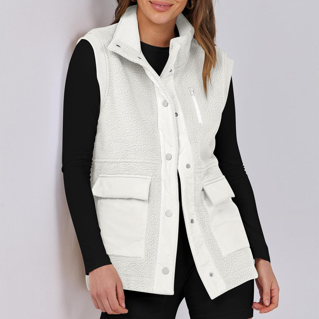 Женский лоскутный безрукавный жилет из овечьей шерсти, повседневный, универсальный, теплый