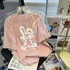 2023 Летняя женская футболка свободного кроя с короткими рукавами и принтом кролика