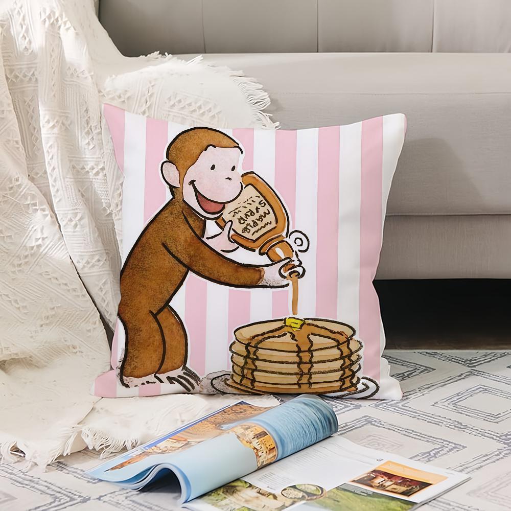 Cartoon Cute C-Curious G-George Pillow Case Office Cushions Suitable For Sofa Car Bedroom Decorative Cushion Cover
