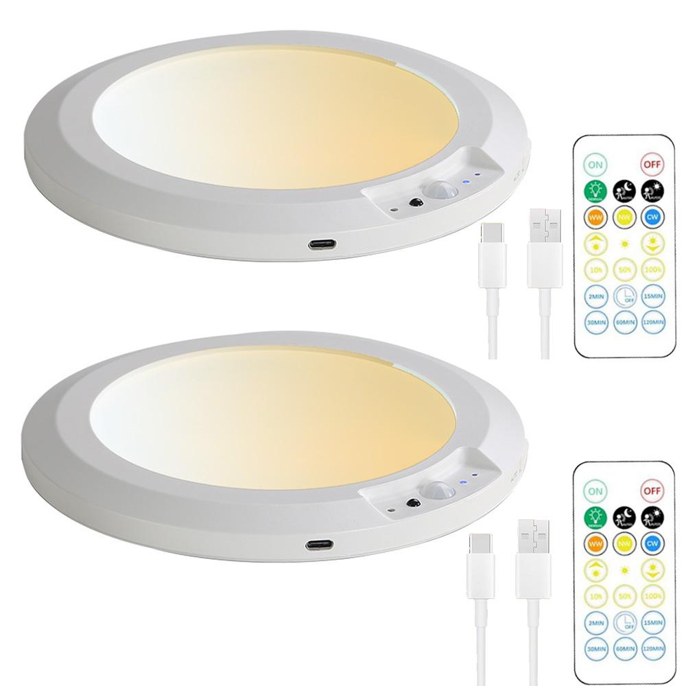 USB Rechargeable Battery PIR Motion Sensor Ceiling Light 3Colors CCT Dimmable Lamp Remote Control Timer Wireless LED Flush Mount