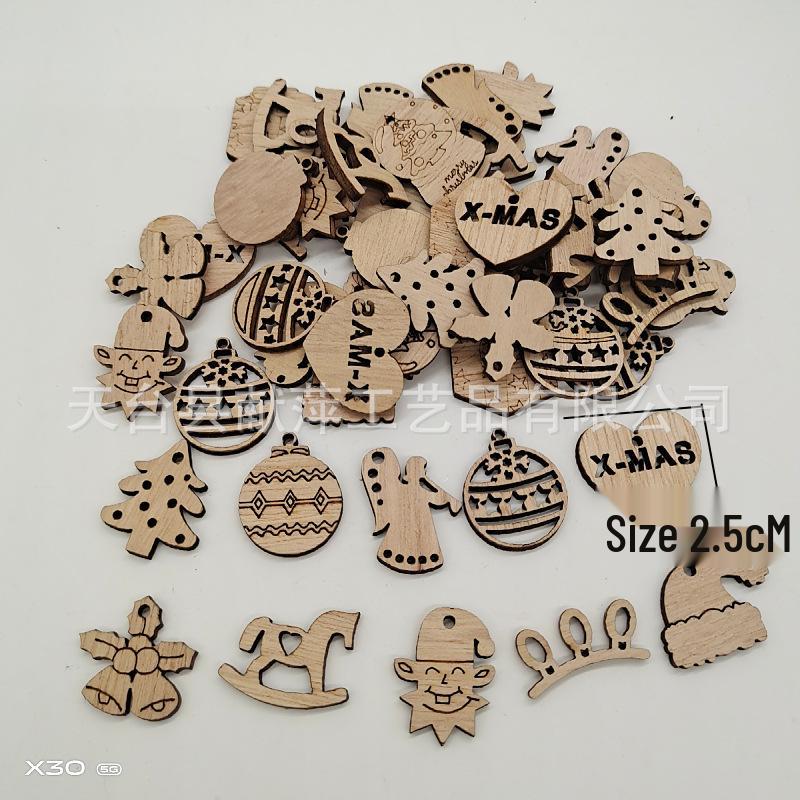 Eco-Friendly Vintage Christmas Ornaments - Creative Cartoon Wood Chip Design