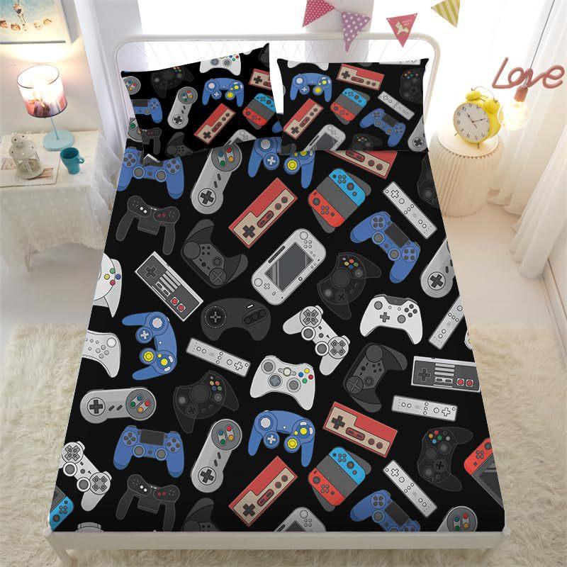 Gamepad Pattern Mattress Three-Piece Digital Printing Mattress Bedding Set Adult Children