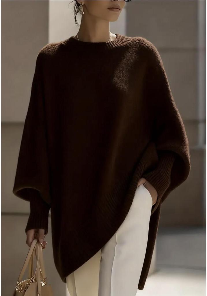 2026 Autumn/Winter Women's Solid Color Loose Knitwear: European & American Round Neck Pullover Sweater