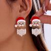 Elegant Christmas Santa Rhinestone Pearl Tassel Drop Earrings for Women Festive Holiday Statement Earrings Christmas Party Gifts