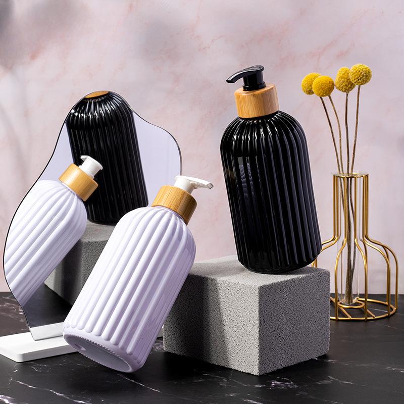 500 мл многоразовый дозатор для мыла бамбуковый дозатор полосатый органайзер для ванной комнаты шампунь кондиционер лосьон и гель для душа многоцелевой