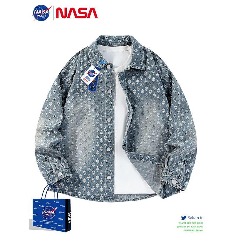Модная джинсовая куртка в американском ретро-стиле от Nasa для мужчин, новая весенне-осенняя вязаная рубашка-куртка, стильная и крутая для женщин