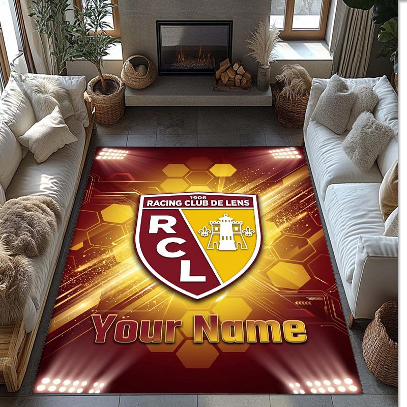 racing club de lens Printed Crystal Velvet Rug Non‑Slip Crystal Velvet Carpet For Sofa Bedroom Indoor Home Decoration