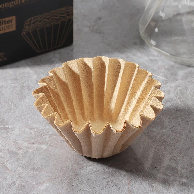 Mongdio Coffee Filter Papers, Cake-Shaped Pour-Over Coffee Filters, Natural Wood Pulp, 50 Pieces Per Pack