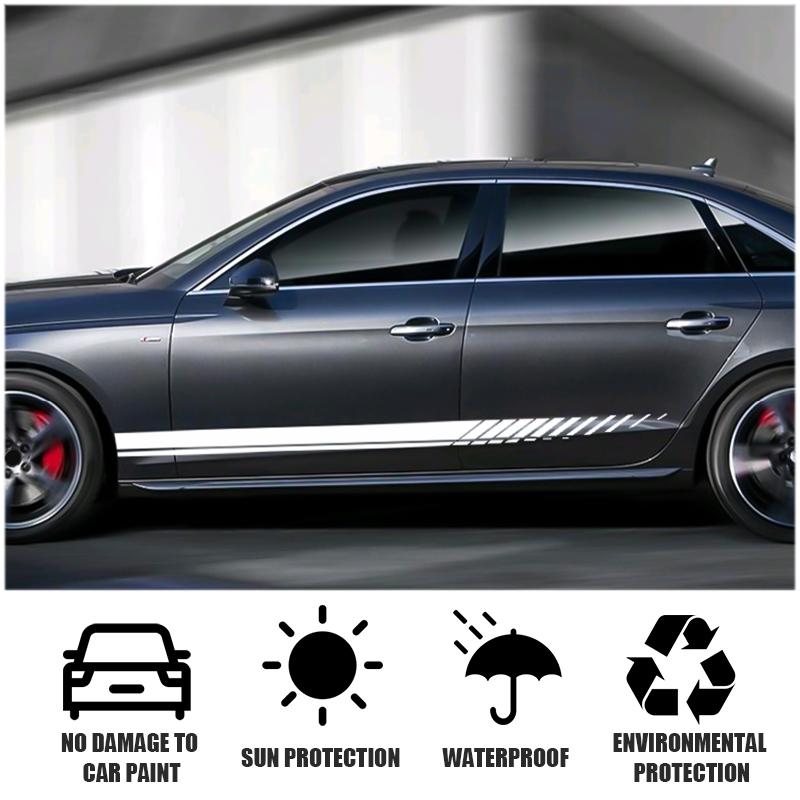 SEAMETAL Automobile 2Pcs/Set Racing Stripes Car-Styling Vehicle Body Side Decals Stickers Decoration