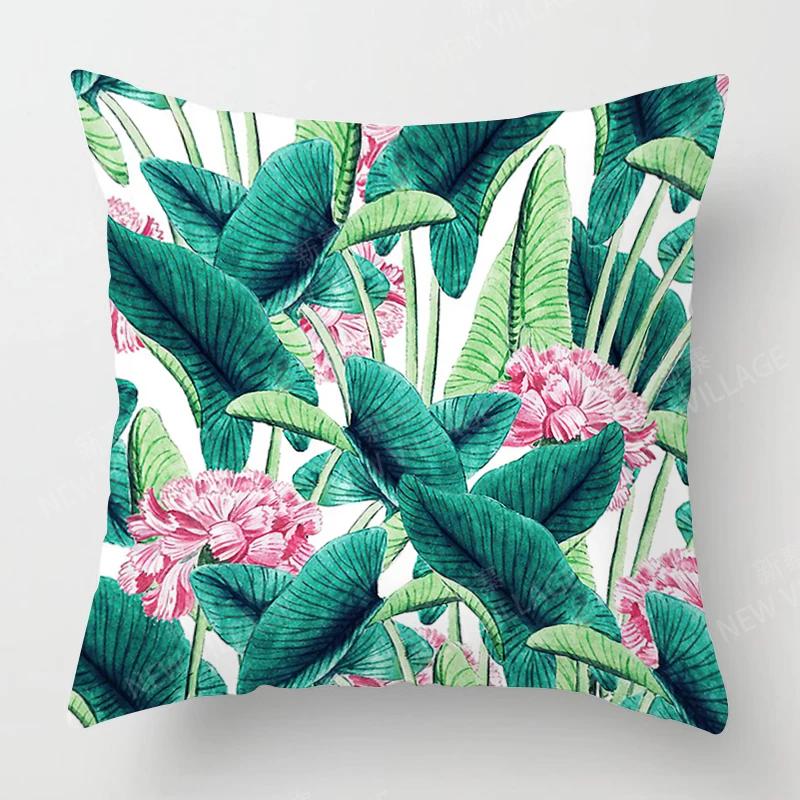 Creative Plant Leaf Patterns Throw Pillow Cover With Short Plush Print Living Room Sofa Decoration Cushion Cover Pillow Covers