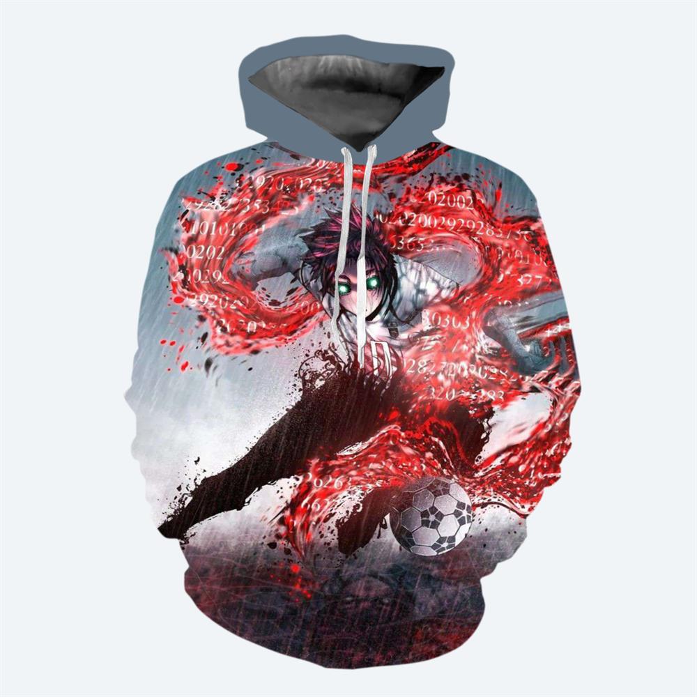 Аниме синяя толстовка с капюшоном, мужская толстовка с капюшоном, 3D-печать, модный аниме-пуловер, повседневная толстовка, зимняя аниме-одежда