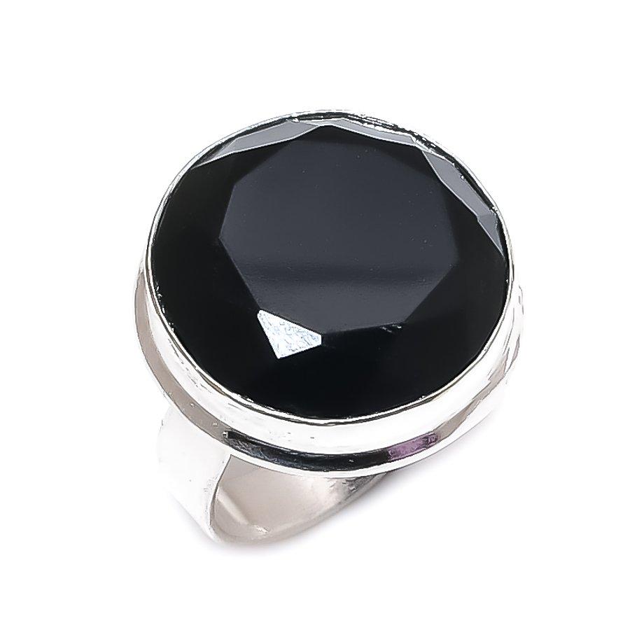 Black Spinel Gemstone 925 Sterling Silver Jewelry Ring Size 8